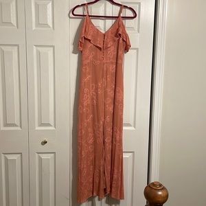 Molly green peachy/Cora dress long, front slit.